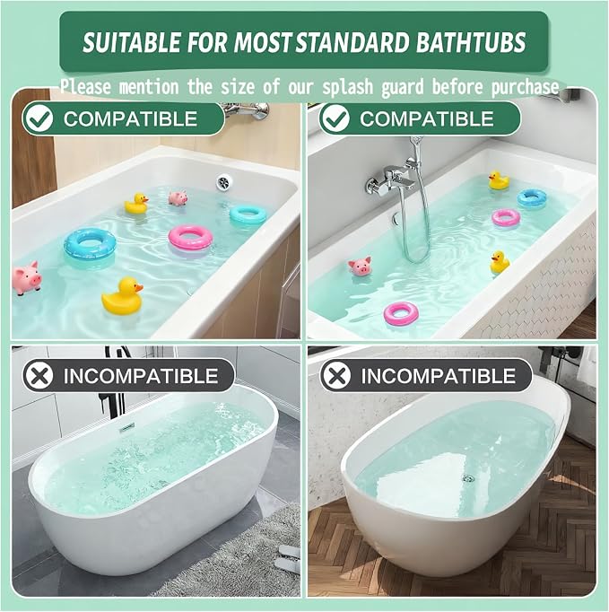 Kids Bathtub Splash Guard, Shelf & Toddler Bath Toy Tray - Green | Bathtub Splash Guard PlayPad Shelf Area with Strong Suction Cups, Bathtub Ledge Guard, Fun Bath Time for Toddlers Baby