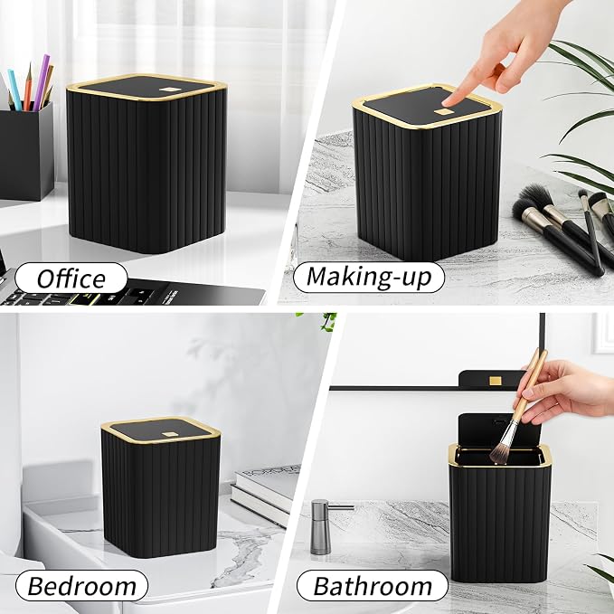 Bathroom Accessory Set - Bathroom Set, 27PC Bathroom Accessories Set, Black Bathroom Sets with Shower Curtain and Rugs, Mini Trash Can, Toilet Brush, Trash Can & Soap Dispenser