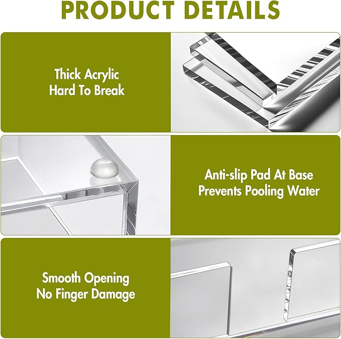 Kordory Acrylic Disposable Guest Towel Holder Tray for Bathroom, Home | Clear Bathroom Napkin Holder, Rectangular Hand Towel Holder Tray for Hotel, Shopping Center