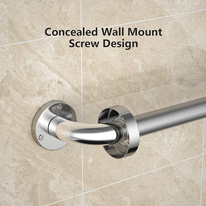 12 Inch Anti Slip Shower Grab Bar,Chrome Finish Bath Grab Bar-1Pack | Knurled Bathroom Safety Rail, Stainless Steel,Shower Handrail Support, Handicap Elderly Injury Senior Balance Assist Handles