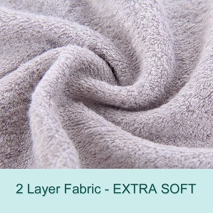 HIPHOP PANDA Ultra Soft Hooded Baby Towel - 2-Layer Thick 500GSM Absorbent | Rayon Made from Bamboo, Hooded Bath Towel for Newborn, Infant, Toddler, Baby Registry - Hippo, 30x30 In