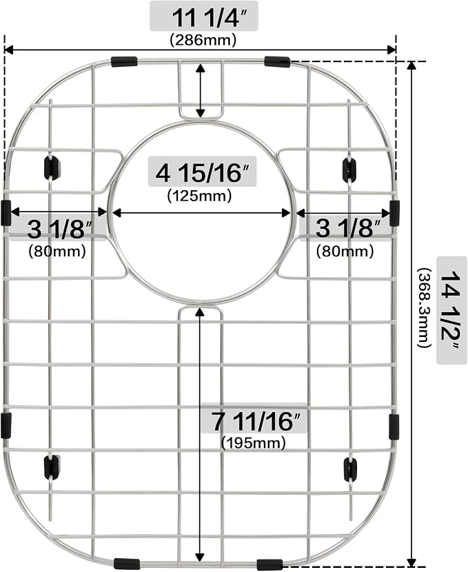 Sink Protectors for Kitchen Sink, Sink Grids 13" x 16" Big Kitchen Sink Grate, 11 1/4” x 14 1/2” Small Kitchen Sink Grid with Rear Drain for Single Sink Bowl, Sink Bottom Grid, 2 Pack