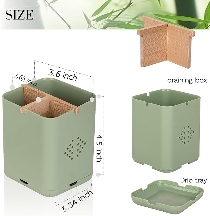 Toothbrush Holders for Bathrooms, Electric Toothbrush Holder, Green | Toothbrush and Toothpaste Organizer for Bathroom Countertop, 3 Slot Vanity Storage