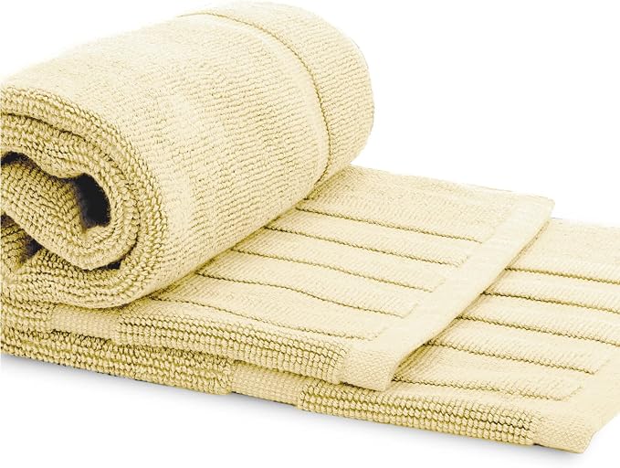 White Classic Luxury Bath Mat Floor Towel Set - Absorbent Cotton Hotel Spa Shower/Bathtub Mats [Not a Bathroom Rug] 22"x34" | 2 Pack | Beige
