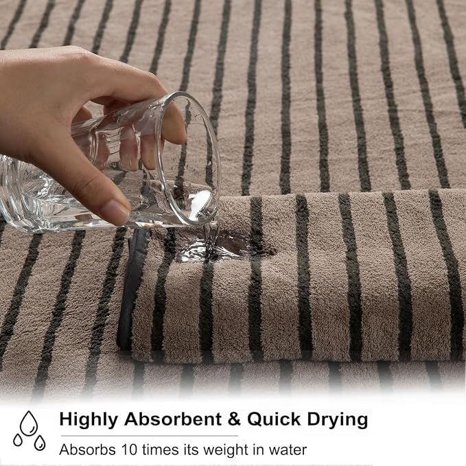 2 Piece Brown Cabana Stripe Hand Towels for Bathroom 16"x31" Ultra Soft Breathable Hand Face Towels Highly Absorbent 600GSM Towels Quick Dry Beach Chair Towel for Spa Gym Hotel Travel Camp