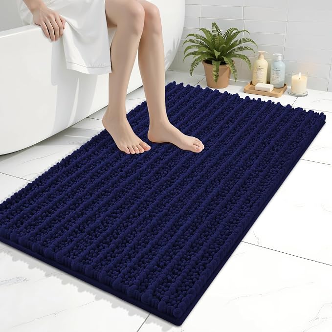 Arotive Bathroom Rugs Mat 36x24, Soft Absorbent Chenille Shaggy Bath Mat | Navy, Machine Wash Dry, Bath Rugs for Bathroom Floor, Tub and Shower, Home Decor Accessories
