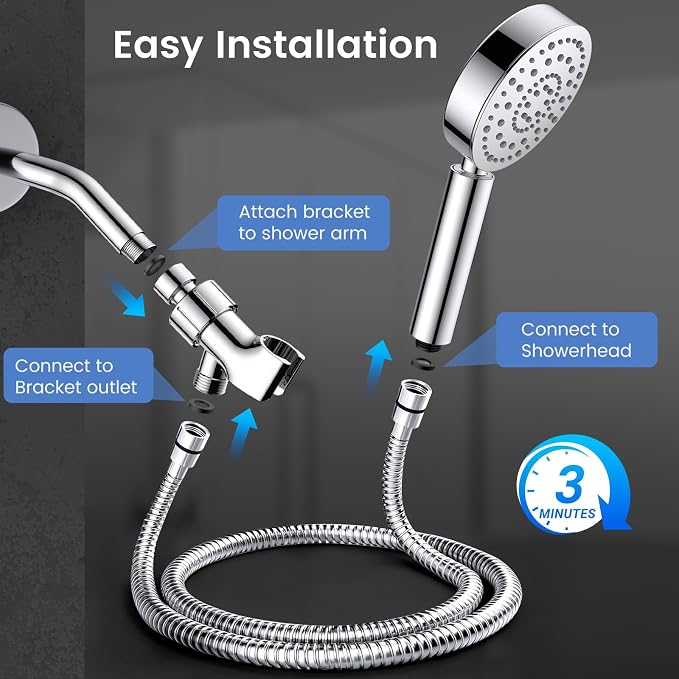 FEELSO Filtered Shower Head with Handheld, High Pressure Shower Filter Head | ALL METAL, 6 Spray, Anti-clog Nozzles, Extra-long 72" Hose & Holder, Remove Chlorine for Hard Water, Reduce Dry Itchy Skin