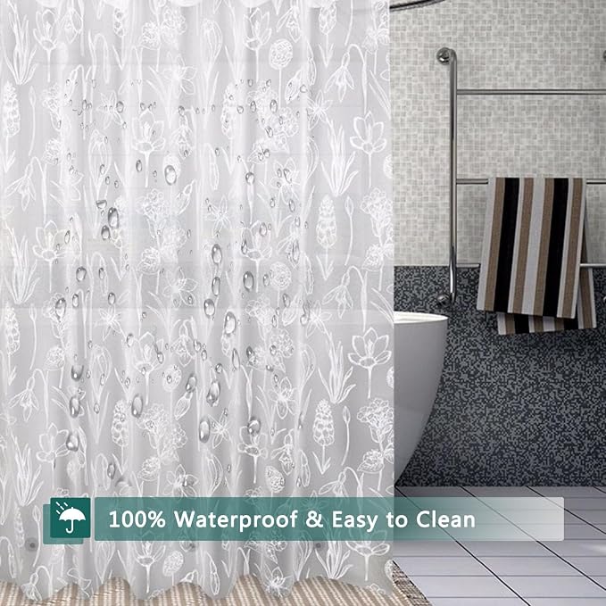 Shower Curtain Liner, 100% Waterproof Peva Shower Curtains with 3 Duty Heavy Bottom Magnets and 12 Rust Proof Grommets, 72x72 Weighted Shower Liner for Shower Stall, Bathtubs