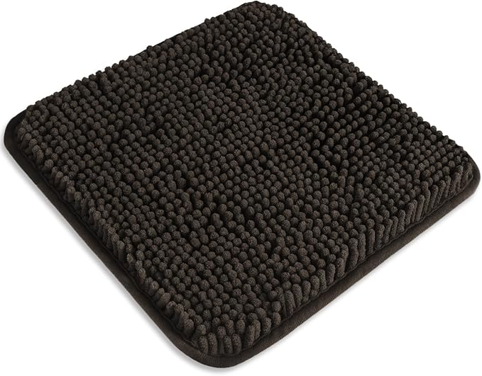 Small Bathroom Rug 12"x12" – Washable and Absorbent Mini Bath Mat, Non Slip, Thick Soft Chenille Bath Rugs for Bathroom, Shower, Locker Rug(Chocolate Brown)