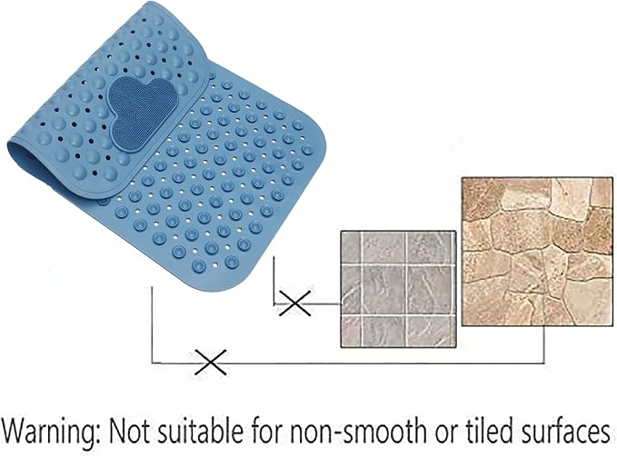 Bathtub Mat Non Slip Shower Mat Bath Mat for Tub 28" X 16" Blue | shower mats for inside shower, non slip bath mat, bath tub mat, machine washable, anti slip shower mat