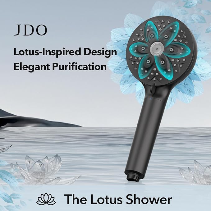 6-Setting Filtered Handheld Shower Head, JDO High Pressure Shower Head with Replaceable Filter Cartridge 4.7 Inch Detachable Showerhead for Chlorine Hard Water Removal, 59 Inch Stainless Steel Hose