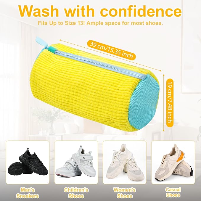 Shoe Washing Machine Bag – Reusable Laundry Shoe Bag for Sneakers, Running Shoes & White Shoes, Helps Protect Against Deformation, Scratches & Washer Damage (Off White 2pcs)