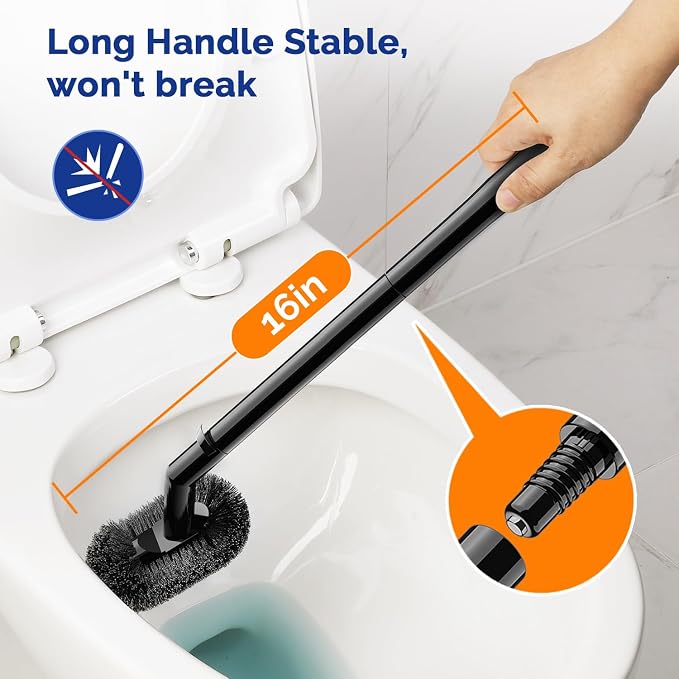HAMITOR Toilet Plunger Bowl Brush Combo：Heavy Duty Rubber for Drain Clog | Curved Design Bristles for Deep Cleaning Under Rim - Compact Bathroom Cleaning Tools for New Homet Essentials, Black