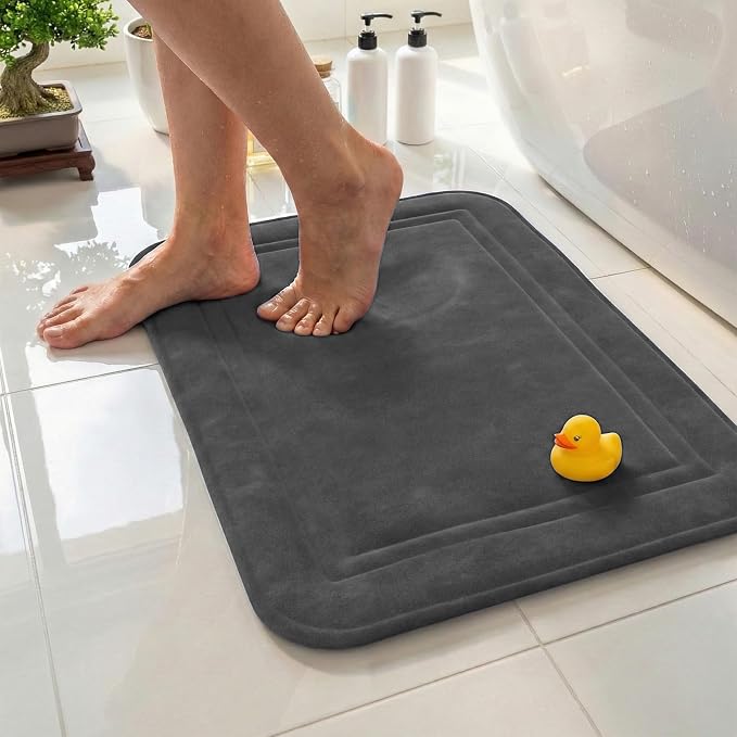 Memory Foam Bath Mat 59x23, Non Slip, Machine Washable, Quick Dry & Absorbent Rugs, Bath Mats for Bathroom Floor, Tub & Shower, Bathroom Rug, Charcoal Gray