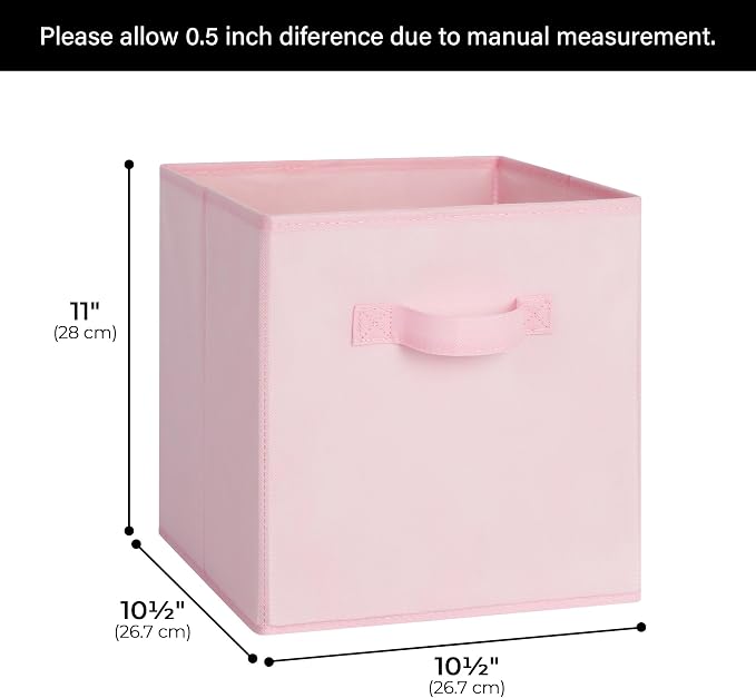 Cupic Cupid 6-Pack 11x11 Storage Cubes, Cube Storage Organizer, Pink | Foldable, Reinforced Front Handle, Holds Clothes, Toys, Blankets and More, Fits Closet, Cube Shelves, Nursery, Bedroom
