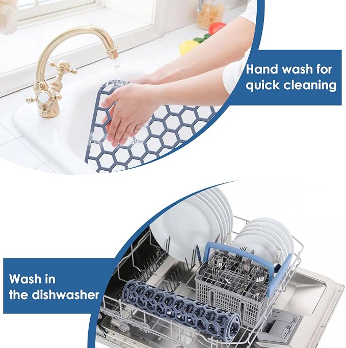 Bestjing Silicone Sink Protectors for Kitchen Sink -12" 13" 16" 18" 19" 24" 26" 28" 30", Non-Slip Heat Resistant Mat for Bottom of Farmhouse Porcelain Stainless Steel (16.2"x12.5" Center Drain, Gray)