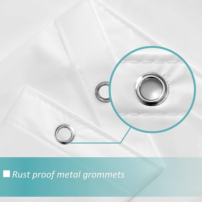 72x96 Extra Long Shower Curtain Liner White | 3 Bottom Magnets,12 Rustproof Grommets,Water Proof Lightweight PEVA,72W x 96H for Bathroom Extra Long Size