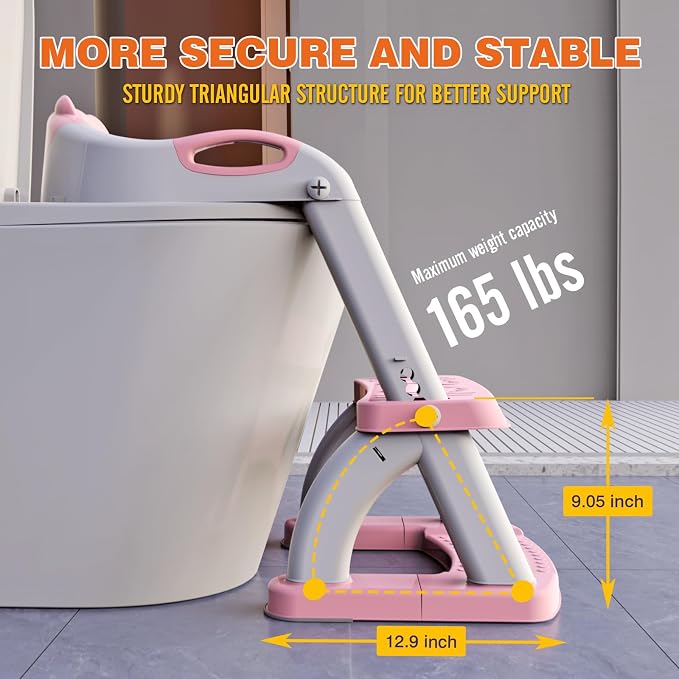 Potty Training Toilet for Toddlers, 2-in-1 Potty Training seat, Anti-Slip | SKYROKU, Fits Round & Elongated Toilets, 6 Heights, Splash Guard, Foldable, Holds 200+ lbs, Step Stool, Dishwasher Cushion
