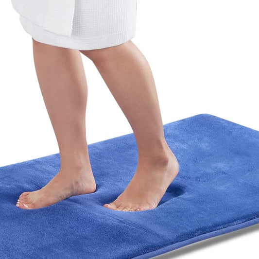 Memory Foam Bath Mat Non Slip Absorbent Super Cozy Velvet Bathroom Rug Carpet (17 inches X 24 inches, Royal Blue)