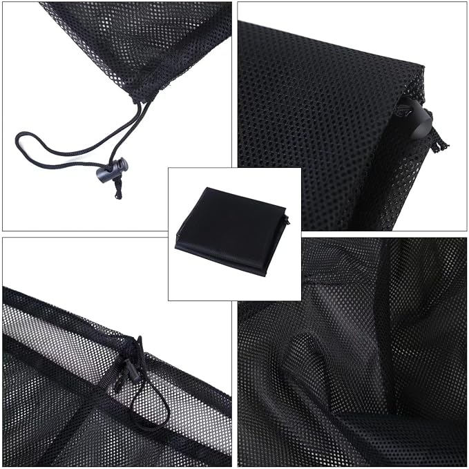 2-Pack Large Mesh Laundry Bag, 24x36 Inch Black | Heavy-duty mesh, lockable drawstring, Laundry Hamper Liner. Machine washable. For balls, toys, travel, sports, dorms.