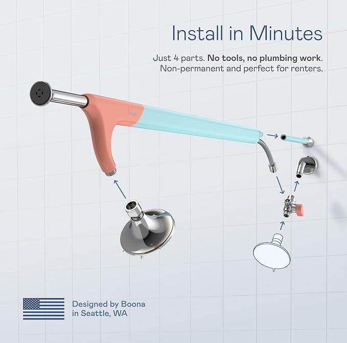 BOONA Tandem Shower as seen on Shark Tank | Dual Shower Head for Couples | Retro Miami, One Showerhead