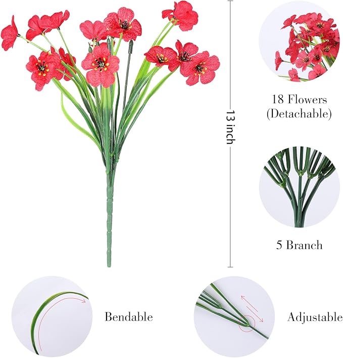 AGIRL Artificial Flowers Outdoor UV Resistant Fake Plant Garden Patio Decor | 24 Bundles,No Fade Plastic Faux Flowers for Hanging Planters front porch yard Indoor Outside,grave decorations for cemetery