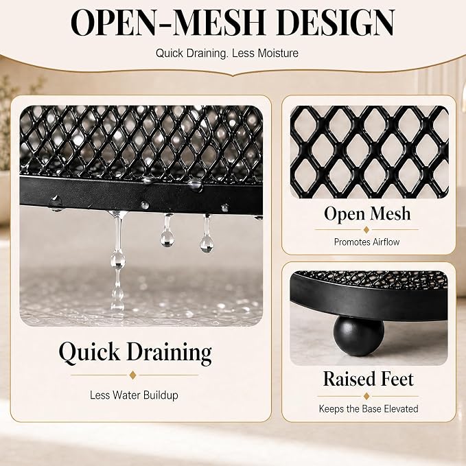 3 Tier Bathroom Counter Organizer-Metal Makeup Organizer for Vanity | Perfume & Cologne Organizer, Metal Wire Mesh Design, Heavy Duty Shelf with Large Storage Capacity, Black