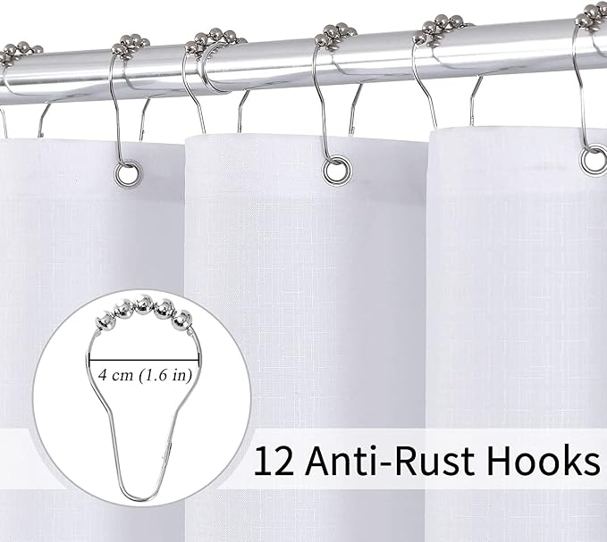 Grey and White Ombre Shower Curtain for Bathroom Luxury Hotel Spa, Machine Washable, Morden Decorative Bath Curtain, Gray Linen Textured Shower Curtains