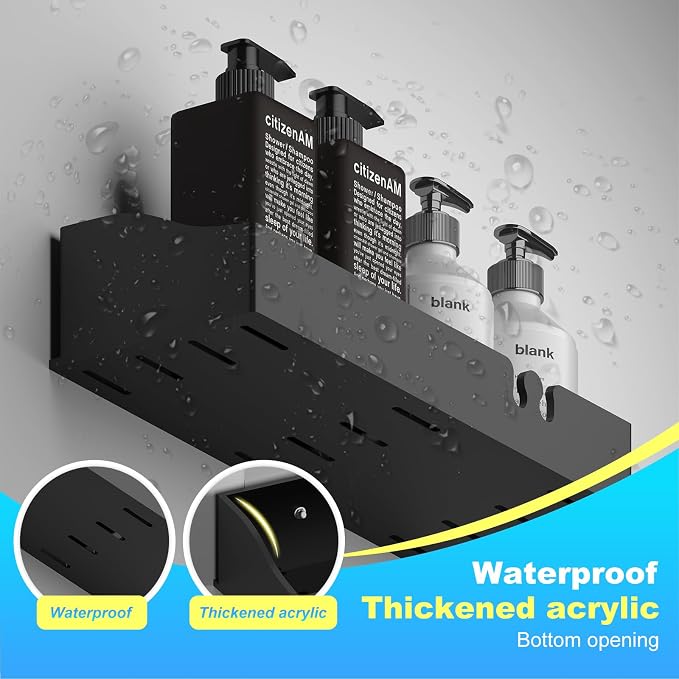 Acrylic Shower Organizer 3 Pack, Acrylic Adhesive Shelves Wall Mounted Bathroom Shower Caddy, No Drilling Required, Suitable for Shower and Kitchen Storage