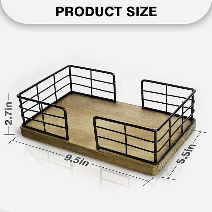 Kordory Wooden Disposable Guest Towel Holder Tray for Bathroom, Home | Bamboo Counter Rectangular Bathroom Napkin Holder for Ktichen, Disposable Hand Towel Holder Tray-Light Brown
