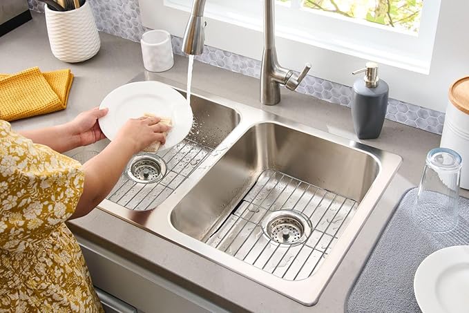 SunnyPoint 304 Stainless Steel Sink Protector Rack – Rust-Resistant Grid for Kitchen Sink Bottom, Scratch Prevention, Drainage Support – Fits Sinks 10.75" x 12.4", Center Drain Hole Required