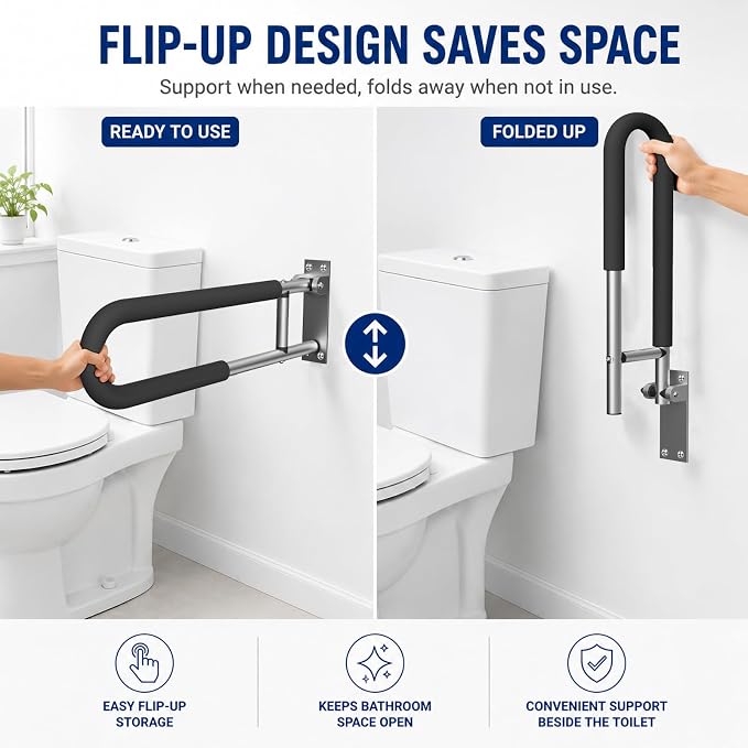 Handicap Grab Bars Rails 30 Inch Toilet Handrails Bathroom Safety Bar Hand Support Rail Handicapped Handrail Accessories for Seniors Elderly (30inch)