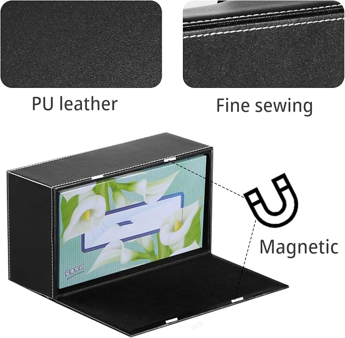 PU Leather Tissue Box Cover Rectangle, Aesthetic Facial Tissue Box Holder | Modern Facial Paper Napkin Dispenser Organizer Rectangular for Bathroom Vanity,NightStand,Coffee Table,Hotel,Car,Home Decor