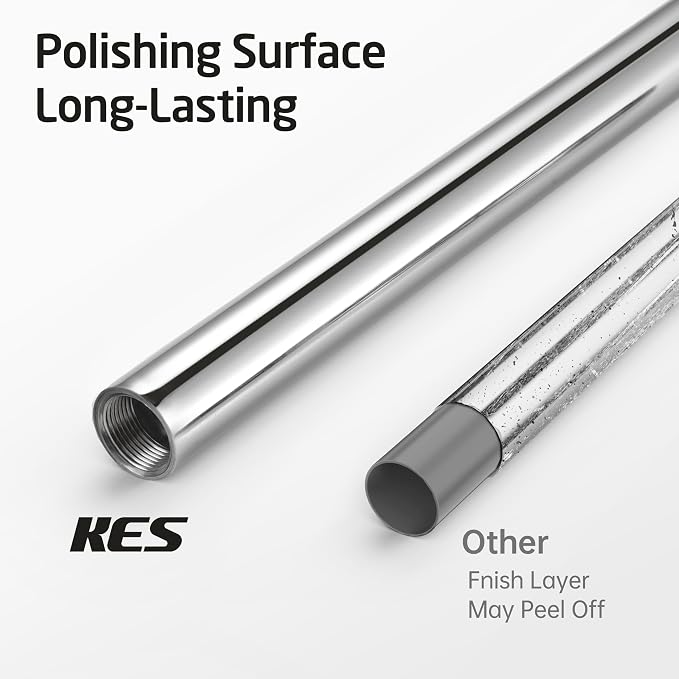 KES Toilet Paper Holder Stand, 26" H, Polished, T304 Stainless Steel | Cement-weighted base, anti-slip pad prevents scratches, universal roll compatibility, 1-min assembly, no drilling.