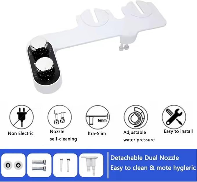 Bidet Attachment for Toilet, Self Cleaning Bidet Attachment with Adjustable Cold Water Pressure, Front and Rear Wash for Women and Men, Premium Bathroom Accessory by anees