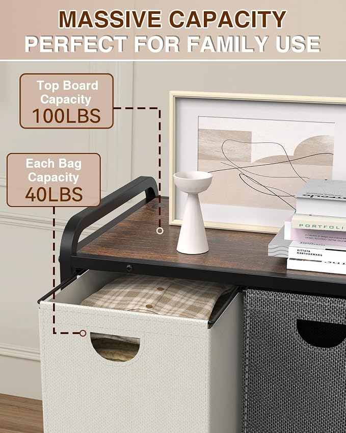Laundry Sorter 4 Section,Laundry Basket with Wheels,4×15.8 Gal (60L) Laundry Hamper Organizer with Large Wooden Desktop Sorter,Pull-Out and Removable 900D Oxford Fabric Laundry Bags for Laundry Room