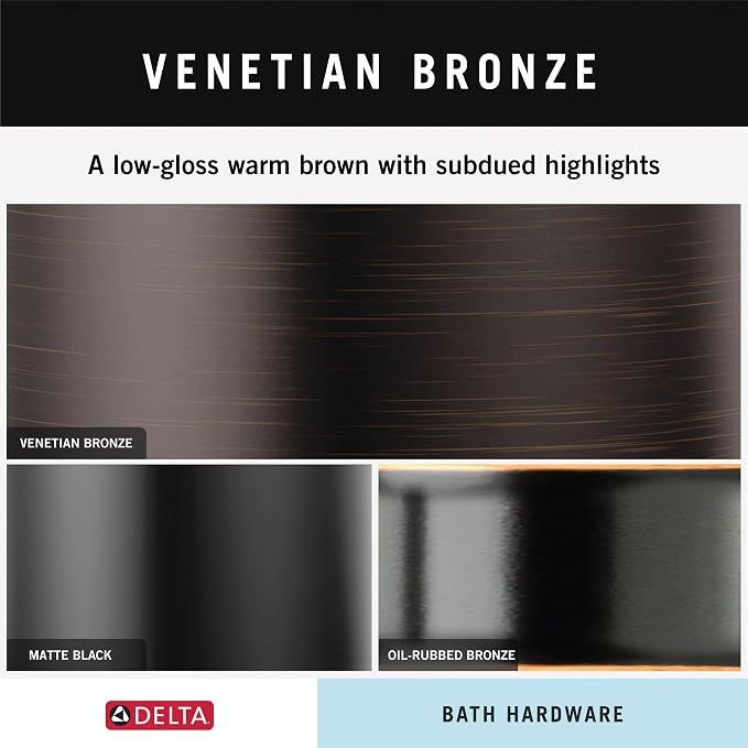 Delta Woodhurst (1-Pack) Toilet Paper Holder Venetian Bronze Tissue Roll Holder for Bathroom Organization and Storage Pivoting Toilet Tissue Holder Wall Bathroom Accessories 73250-RB