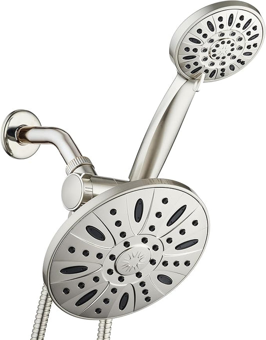 AquaDance 7" Premium High Pressure 3-way Rain & Handheld Shower Head Combo | Enjoy Luxury 7-inch Showerhead & 6-mode Hand Shower Separately or Together! Premium Stainless Steel Hose - Nickel