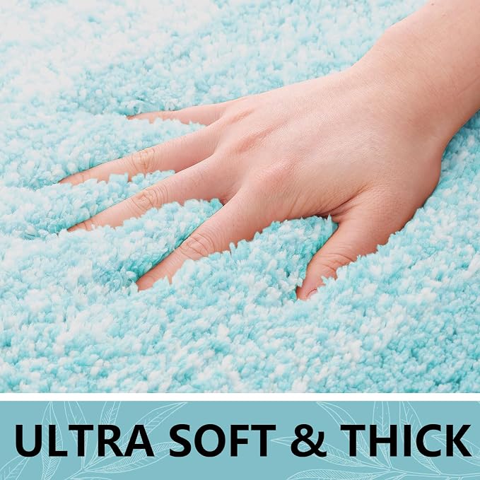 Arotive Microfiber Bathroom Rugs, Shaggy Soft Absorbent Bath Rug, 24x16 | SkyBlue, Rubber Backing Thick Plush Machine Washable Dry Bath Mats for Bathroom, Tub and Shower, Rectangular