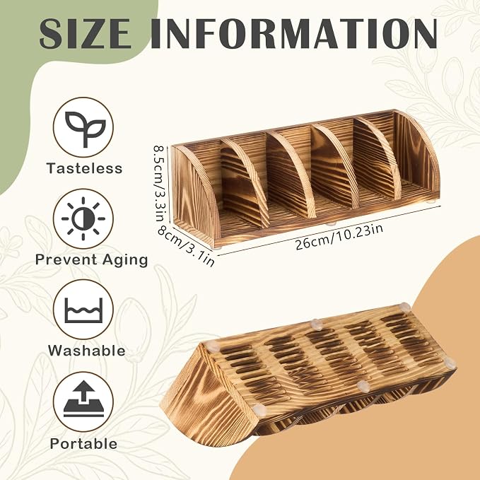 Wooden Shampoo Bar Holder Multi Bar Soap Dish with Self Draining, 5 Slot, Natural Soap Holder for Shower Conditioner Bathroom Organizer, Keep Dry and Neat, 10.24 x 3.35 x 3.15 inch