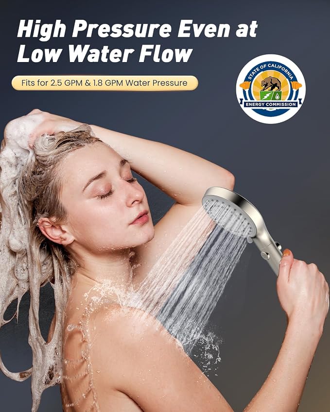 High Pressure Handheld Shower Head with Hose, Brushed Nickel | 80" Extra Long Stainless Steel Hose & Adjustable Bracket, Shower Heads with ON/OFF Switch for Pets Bath