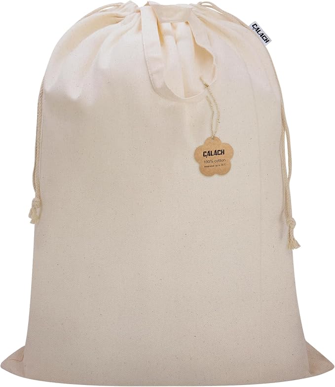 Cotton Canvas Laundry Bag 30"Wx 35"H, Thick Laundry Bag, Natural, 1 Pack | with Handles & Drawstring, Heavy Duty, Washable Storage Sack For Camp, College Dorm, Laundromat