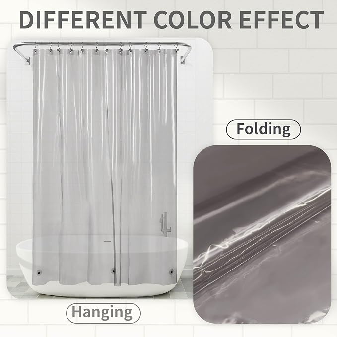 Barossa Design Extra Long Clear Black Shower Curtain Liner, 72" x 84" XL | Waterproof PEVA, 3 Magnets, PVC Free, Metal Grommets, Plastic Shower Liner XL 72 x 84 Inches for Bathroom/Tub