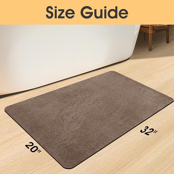 Non Slip Bath Mat, Thin Bathroom Rugs Fit Under Door, Quick Dry Bath Mats, Machine Washable Bath Rugs for Bathroom, Bathtub & Kitchen, Bathtub & Kitchen, Brown/Marble/32 x20