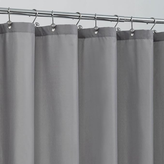 ALYVIA SPRING Extra Long Waterproof Fabric Shower Curtain Liner Grey, 72x84 | 3 Magnets, Soft Cloth & Hotel Quality, Machine Washable, Light-Weight, Extra Long Size