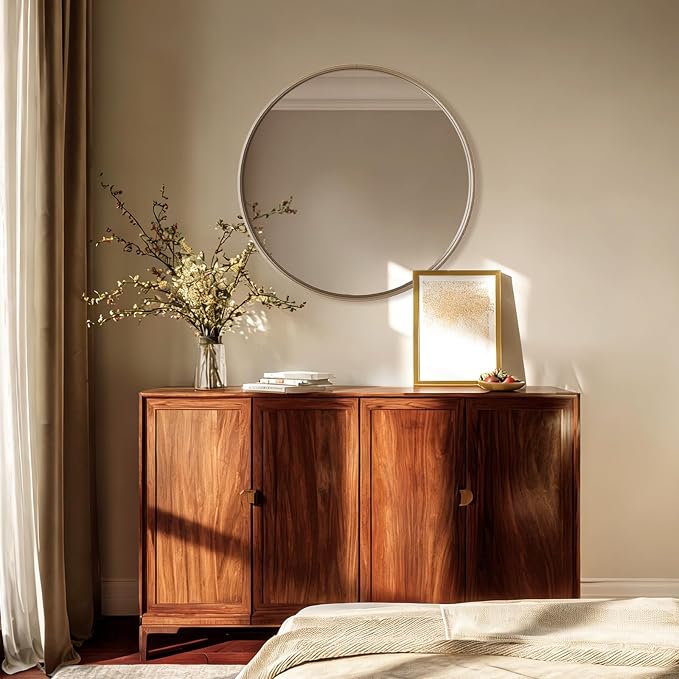 24 Inch Gold Round Bathroom Mirrors for Over Sink | Circle Mirror with Aluminum Frame, Wall Mirror for Vanity, Entryway, Living Room, Hallway and Bedroom Decor