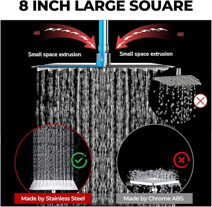 Filtered Shower Head,8 Inch Rain Shower Head with Handheld Spray Combo, Adjustable High Pressure Rainfall Shower Head, Dual Showerhead Set with Extension Arm and 60 Inch Long Shower Hose