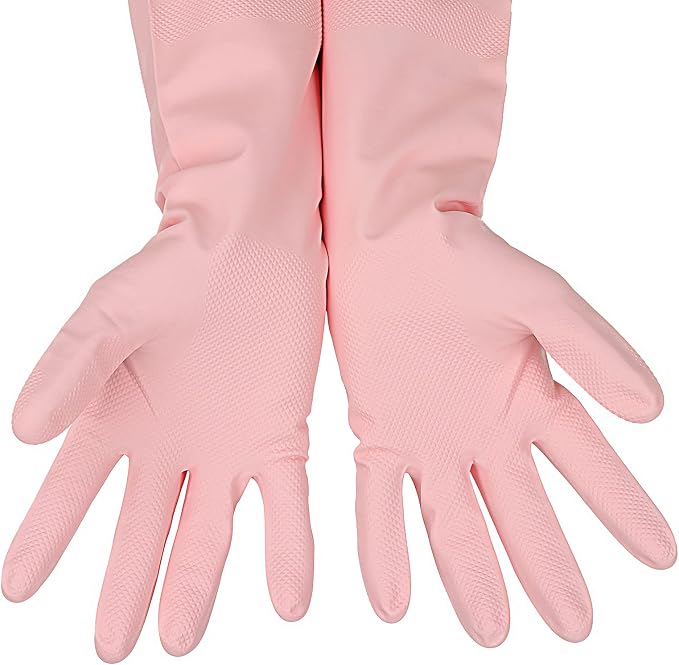 Latex Free Nitrile Cleaning Gloves, Medium, 3 Pairs | 12 Mil Thick, Reusable Gloves with Non-Slip Grip, Waterproof for Dishwashing, Kitchen, Bathroom & Household Cleaning