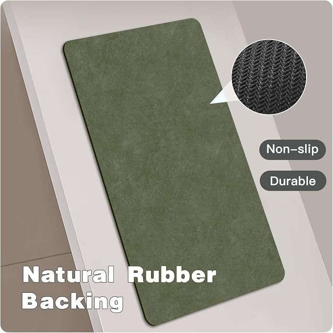 TYUU Toilet Rug, Thin Toilet Rugs U Shaped Washable Non Slip Absorbent Quick Dry Low Pile Toilet Mat, 20"x24" U Shape Sage Green