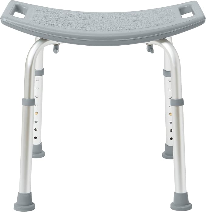 Dr. Dunley Bath Chair for Seniors, Shower Seat with Back, Suction Feet, Non-Slip Adjustable Height Shower Bench for Elderly (No Backrest)